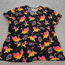 Disney The Lion King Hakuna Matata Scrub Top Women's XL Black Cartoon Print