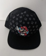 Black Super Mario Bros Snapback Mesh Back Baseball Cap Hat in Size Youth