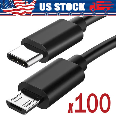USB Type C to Micro 5V/2.4A Data & Sync Transfer OTG charging cable - Black LOT