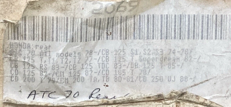 全新 正品 SBS 2069 Brake 鞋套装 后部越野摩托车 适用于本田 — 第 2/2 张图片