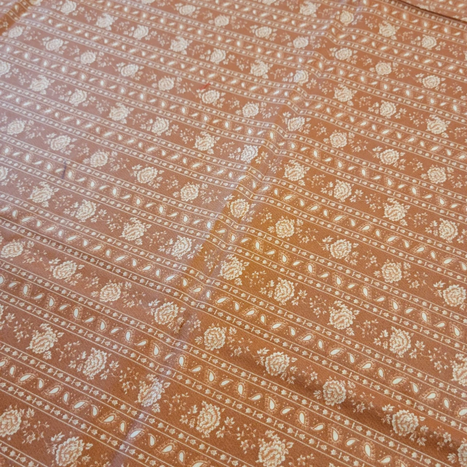 Tela a Rayas Rosa Marrón Óxido 24x44" Acolchado Algodón Sin Marca Floral Coser Artesanal Foto 4 de 4