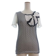 Womens Valentino RED VALENTINO T Shirt Cut See Short Sleeve Ribbon Lace White EC