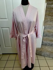 Cabernet Silky Poly Dressing Robe Pink Polka Dots Pockets Tie Belt EUC Sz M
