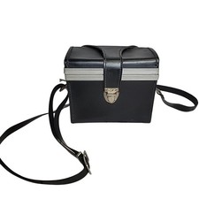 Camera Case Vintage Hard Shell With Strap Black For Polaroid Or Other Cameras