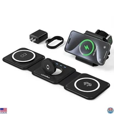 3 in 1 Wireless Charging Station for iPhone, Apple Watch, AirPods - Foldable