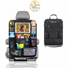 Car Backseat Organizer w/ Tablet Holder Kick Mat Protector 9 Pockets BLACK