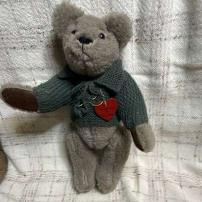 Handcrafted by Lucy Hadley Lucy's Bear Gray Plush Bear w/ Sweater, Tag, 13 in
