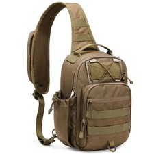 Anti-theft Tactical Sling Bag RFID Khaki Military Shoulder Bag with Phone Pac...