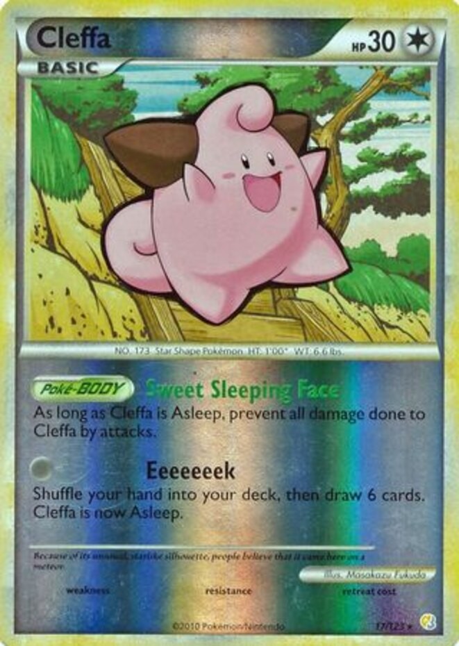 Moderate Play x 1 Cleffa - 17/123 - Rare - Reverse Holo HeartGold & SoulSilver B
