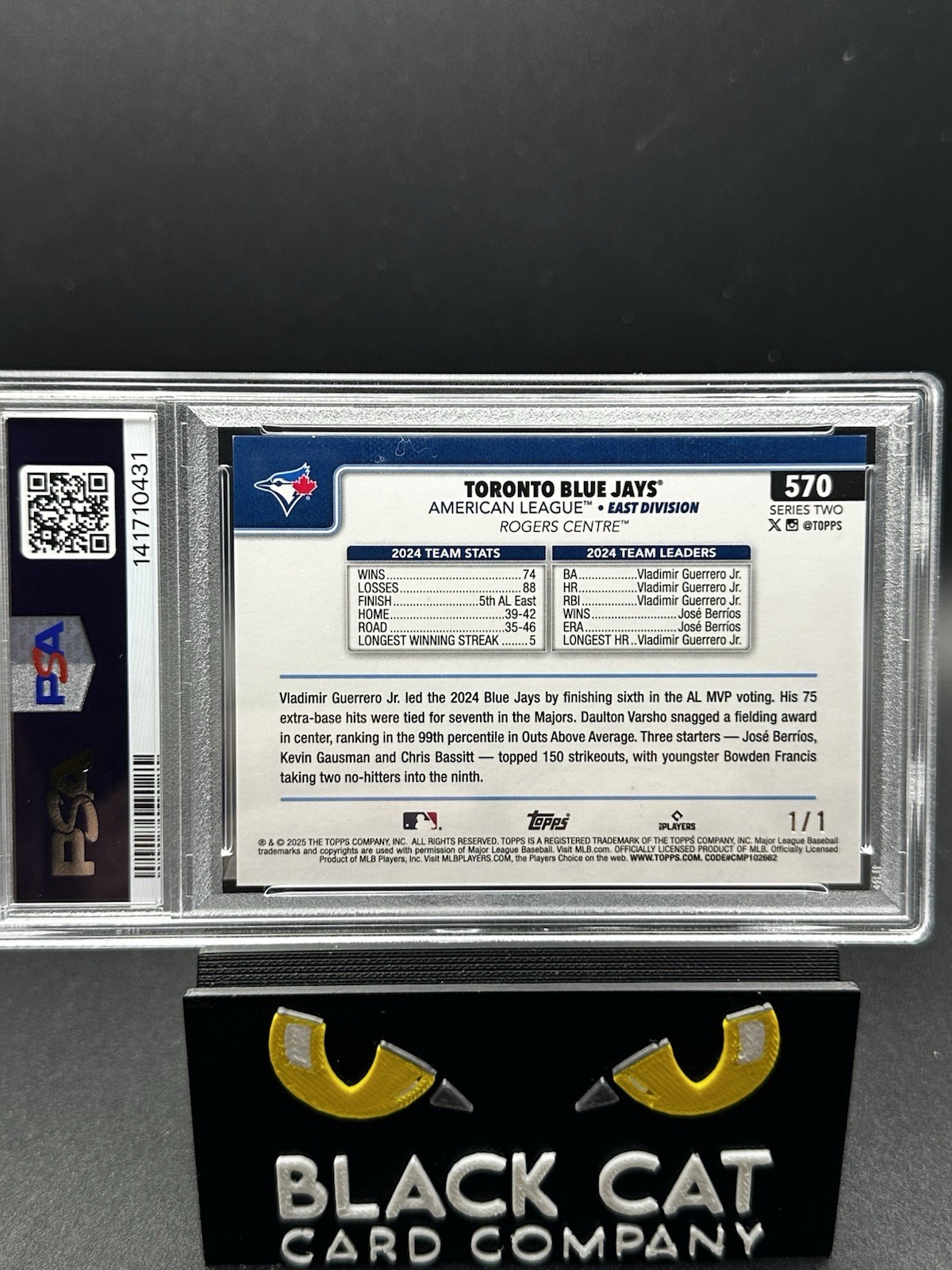 ⚾ 2025 Topps Toronto Blue Jays Waves 1/1 PSA 9 American League Champions view 12