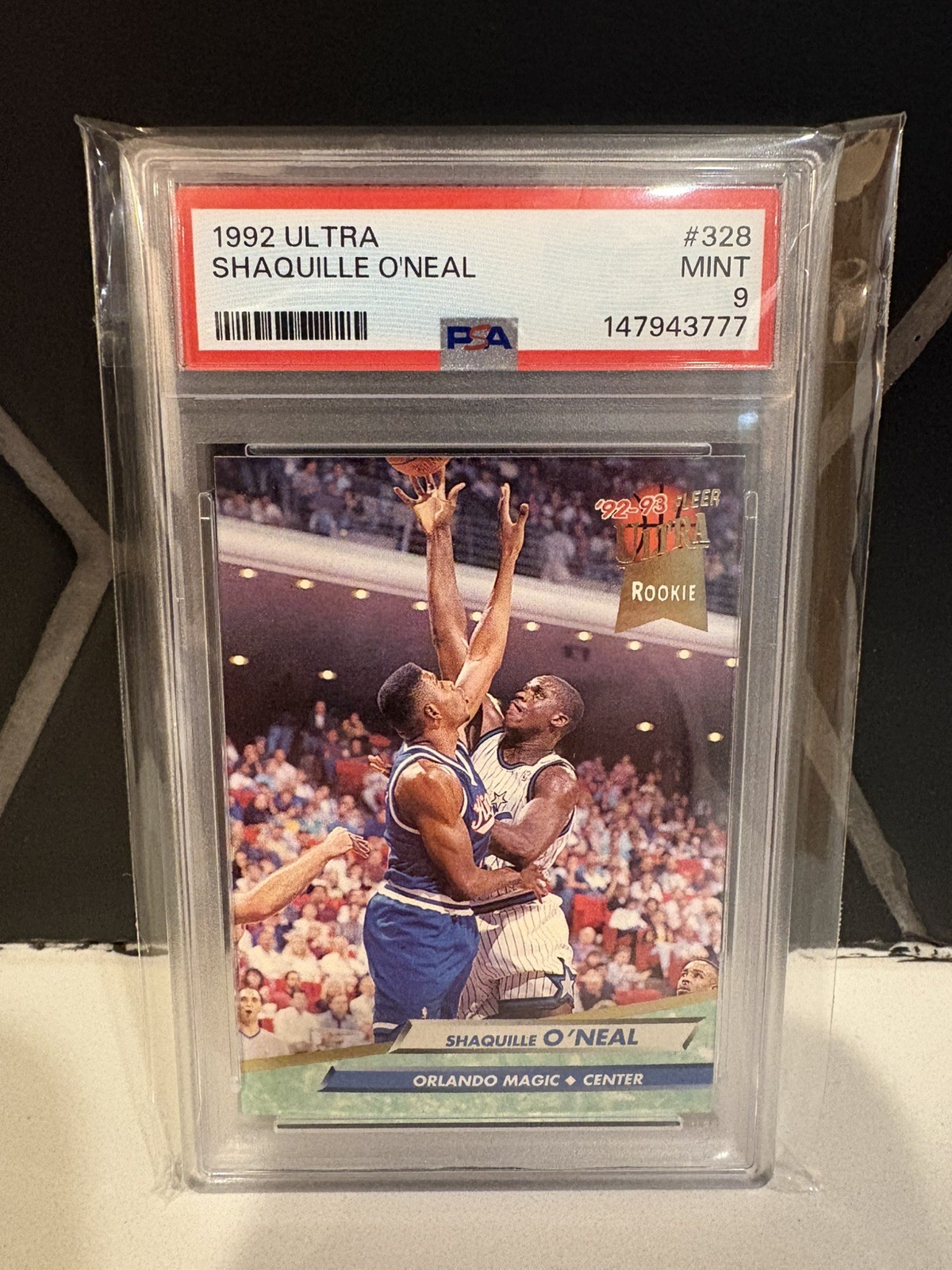 PSA 9 MINT SHAQUILLE ONEAL 1992 ULTRA ROOKIE #328 ORLANDO MAGIC 92-93 SHAQ RC
