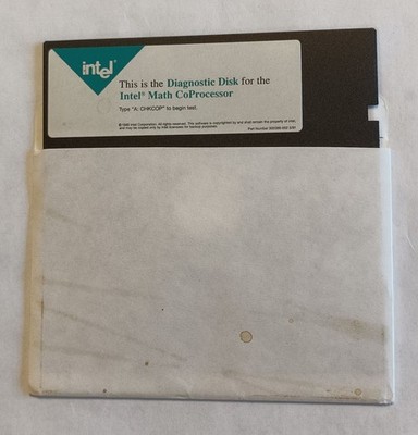 Vintage Original Intel Mathematik CoProzessor Diagnosesoftware auf 5 1/4 Zoll Festplatte
