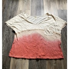 Free People Waffle Knit Ombre Flowy Cream Tunic XS Boho Hippie Cozy Earthy Light