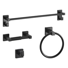 Uimoso 24 in Bathroom Hardware Accessories Set Towel Bar Set Matte 4pcs Black