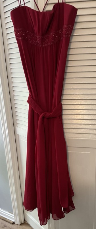 $10 off Davids Bridal Bridesmaid / Prom Dress Size 14 Empire Waist Deep Dark Red