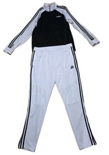 Adidas Men  s Black  White 3-Stripes Track Suit Set XL   Jacket  Pants