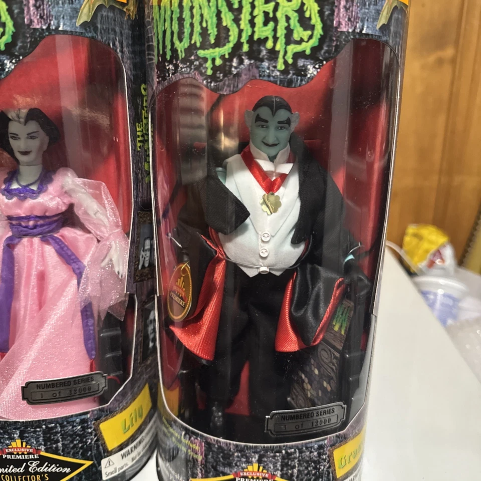 1998 Exclusive Premiere The Munsters Herman Grandpa Lily Doll Action Figures New - Image 2 of 4