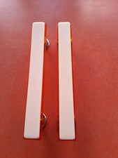 Pair Vintage Retro 1950s Push Door Handles Cream And Orange Lucite