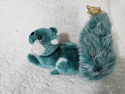 Vintage Applause Squirrel Plush Teal Green Fir Tree With Star On Top 80s 9.5''