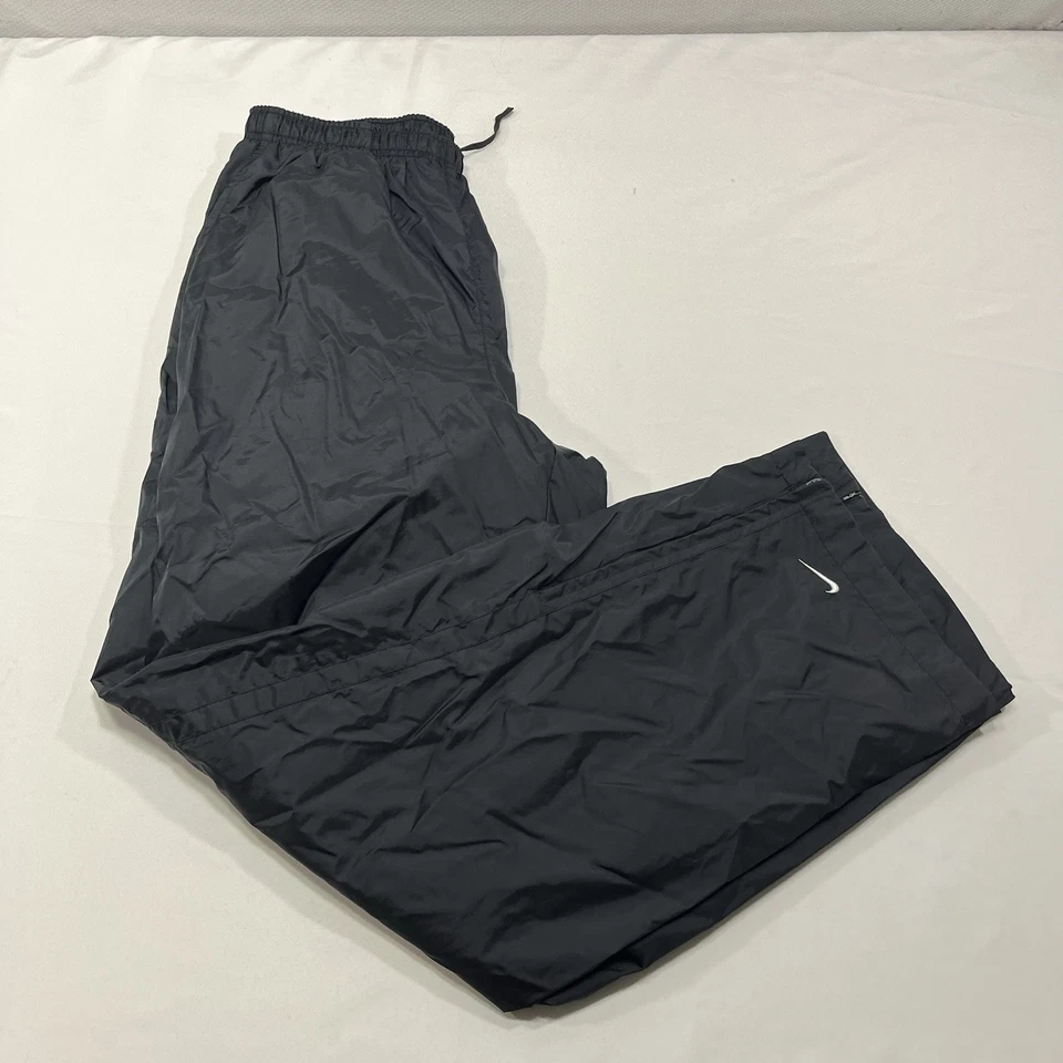 Vintage Y2K Nike Black Track Pants Mens Large Windbreaker Baggy Ankle Zip - Image 4 of 4