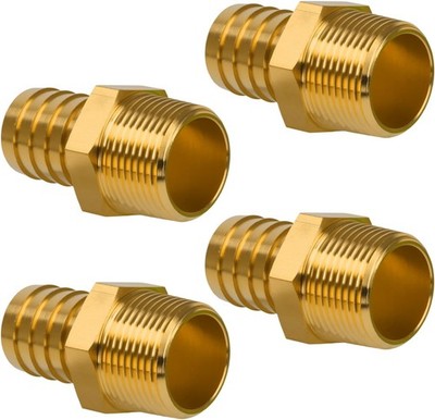 1'' NPT Male to 1'' Barb Brass Hose Fitting Adapter Heavy Duty 4-Pack US