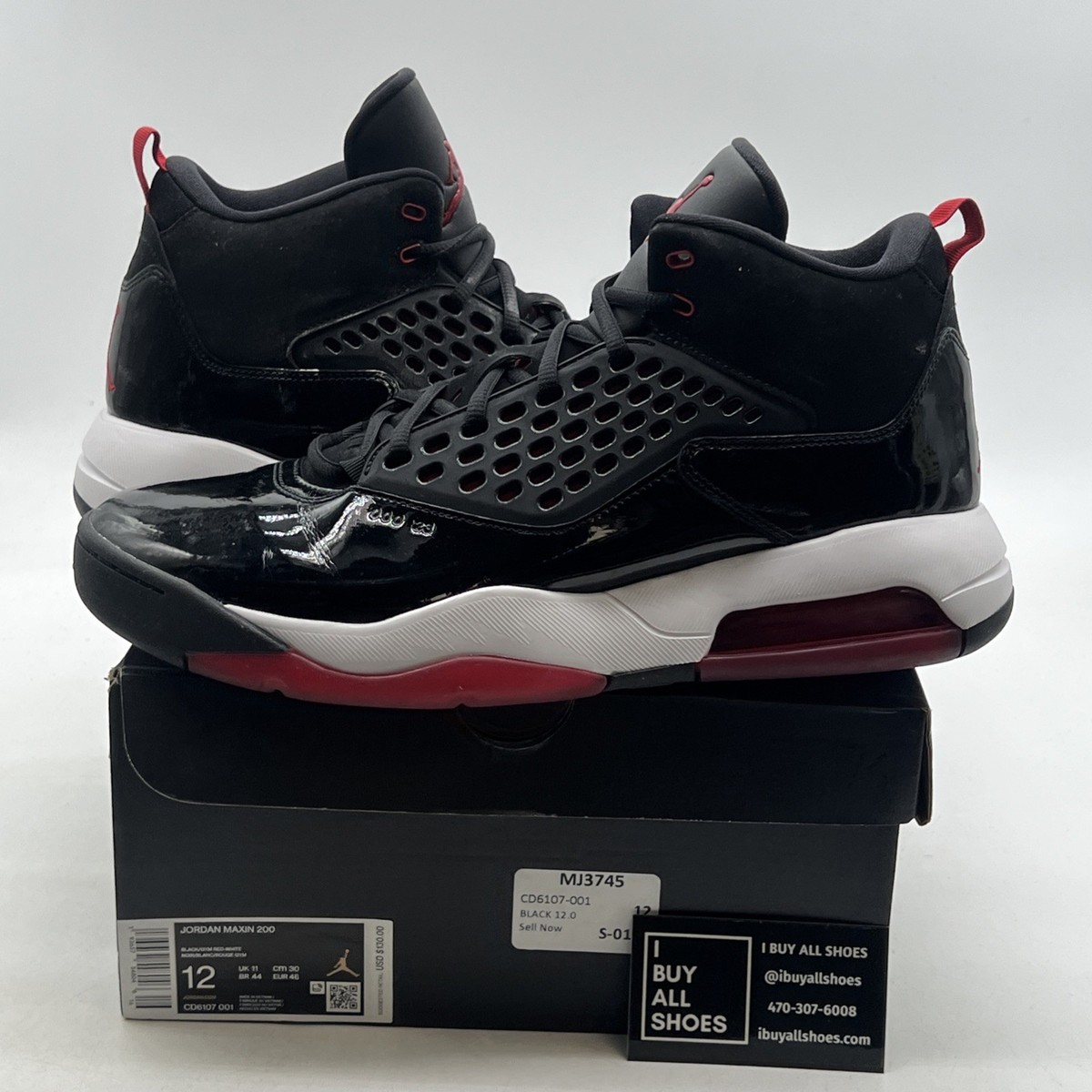 Size 12 Jordan Maxin 200 Black Gym Red (CD6107-001)