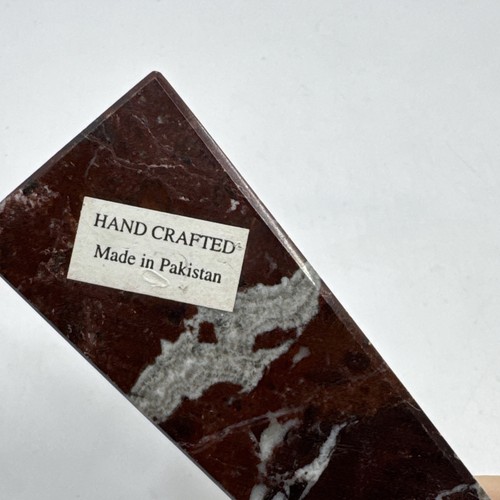 Pakistan Red Marble Stone Obelisk Decorative Sculpture 5” Tall Paperweight - Picture 2 of 5