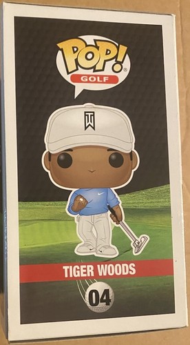 Tiger Woods Funko Pop! 04 Camisa blanca gorra y pantalón azul nueva en caja exclusiva de fanáticos - Imagen 4 de 6