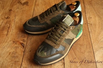 Baskets baskets homme Valentino vert camouflage toile daim UK 8 US 9 EU 42 - Photo 1/4