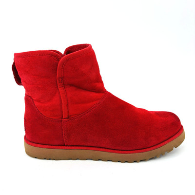 Womens 8 UGG Cory Classic Mini Red Suede Shearling Lined Ankle Boots 1013437
