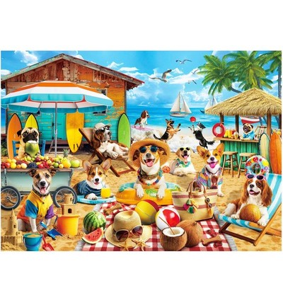 Puzzles for Adults 500 Pieces, Dogs on Vacation, Patterned Back