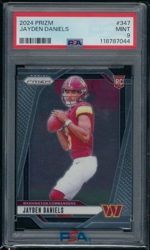 JAYDEN DANIELS 2024 PRIZM RC #347 PSA 9 WASHINGTON COMMANDERS ROOKIE
