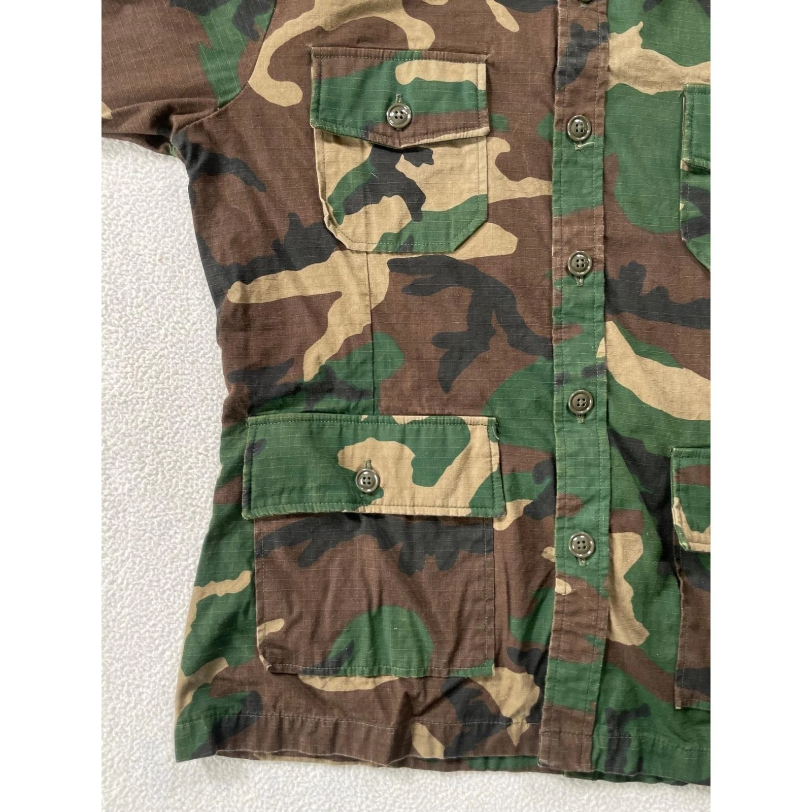 70s USA Champion's Choice Mens Large Utility Jacket Woodland Camo Ripstop Cotton - product detail image 11