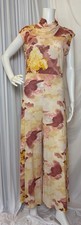 VTG 70s Wide Leg Palazzo Floral Watercolor Psychedelic Acetate Jumpsuit SZ M/L