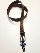  130 New TORINO Calf LEATHER BELT Men's 32 Brown Crocodile Pattern MADE IN USA