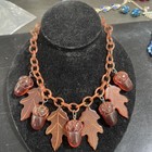 Wonderful 1930S Clear Brown Bake Lite Acorn And Leaf Styled Necklace — photo 1