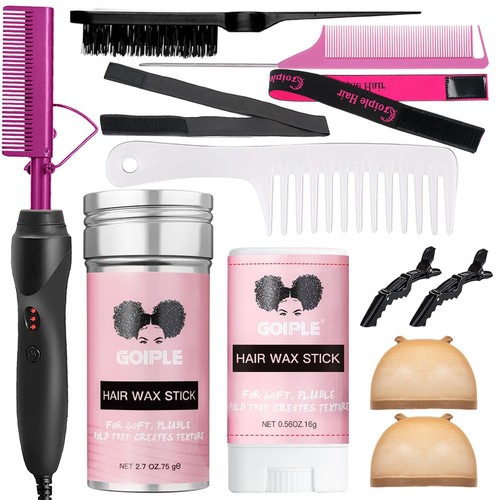 Electric Hot Comb Pink Hair Straightener Electrical Straightening Comb Curlin...