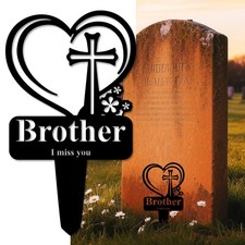 Brother Memorial Grave Stake, 12.5 x 7.2 x 0.04 inches, Black-Brother