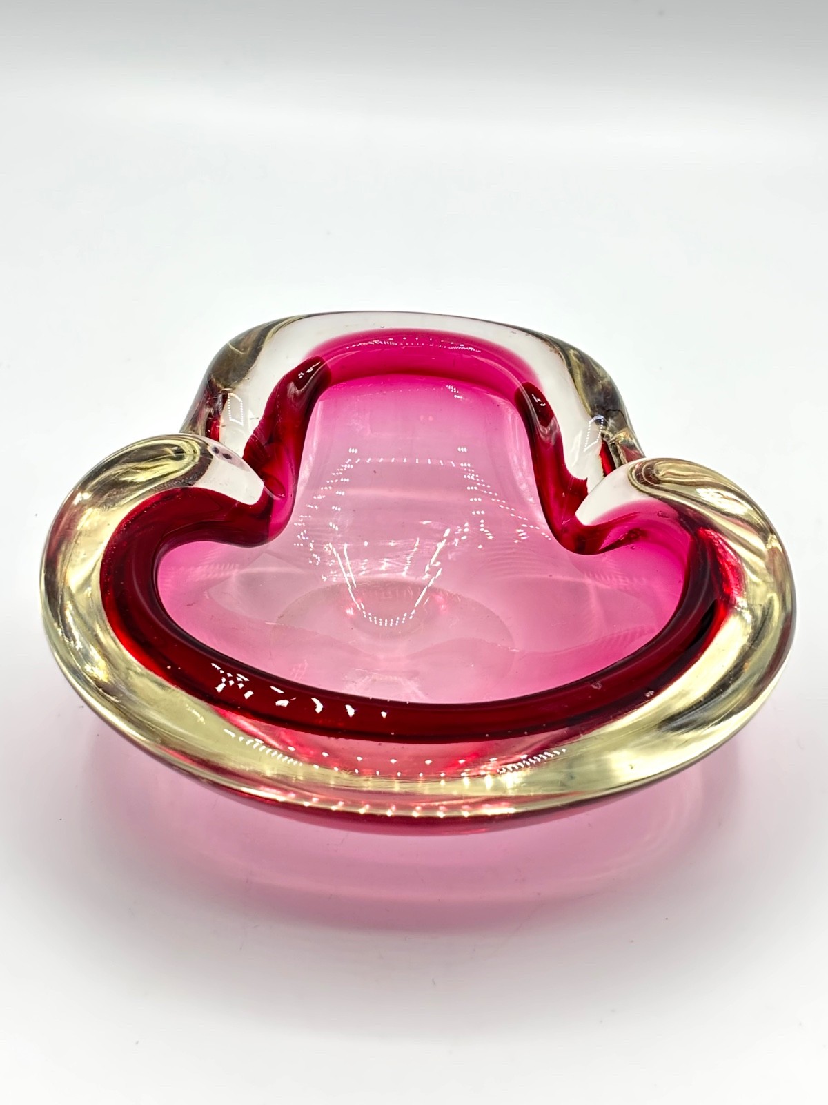 Flavio Poli Sommerso MURANO Ashtray Trinket Bowl Vide Poche Blown Glass MCM