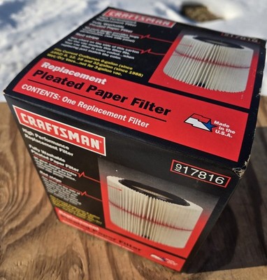 NOS SEARS Craftsman OEM Filter Vacuums Shop Vacs Pleated Red Stripe 17816 USA