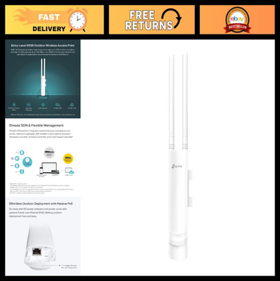 Outdoor Wireless Access Point, N300 WiFi Coverage 200m, Passive PoE, Cloud Acces