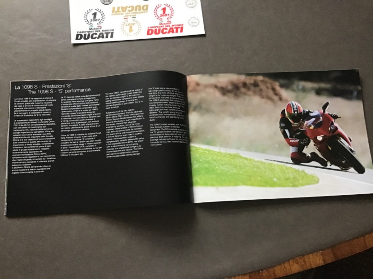 Ducati Motorcycle 2008 Superbike Catalog & Stick sheet, 848 1098 S