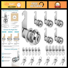 Keyed Alike Cam Locks for Cabinets Drawers, 1-1/8" Cylinder, Zinc Alloy, 6 Pac