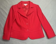 Pendleton Jacket Women's Sz Med Petite Wool Blazer Cropped Red FLAW