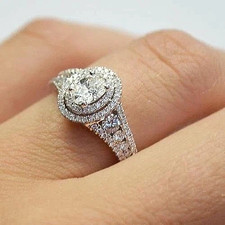 1.48Ct Oval Cut Lab Created Diamond Engagement Wedding 14K White Gold FN Ring