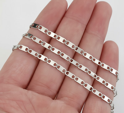Silberkette Maschen ''Bar Chain'' - 3,5 mm - diff. Lang.- Env aus Frankreich sofort