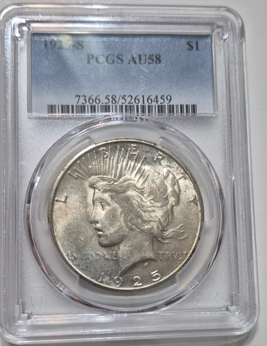 1925-S Peace Dollar PCGS AU-58.  Tougher date in high grades