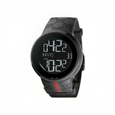 Unisex I-Gucci Collection Black Rubber Strap Watch 44 MM , YA 114-2