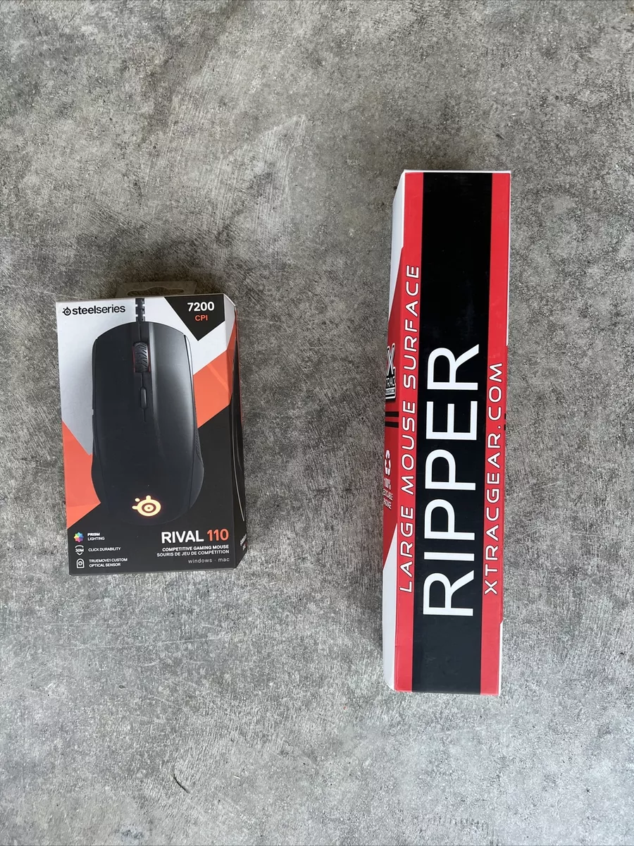 Steelseries Rival 110 Optical Gaming Mouse w large Xtrac Ripper Surface