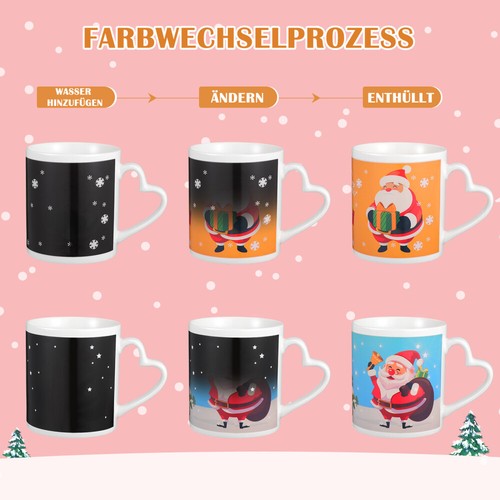 2PCS Weihnachten Tassen Morgen Kaffee Becher Weihnachten Farbwechsel Tassen - Bild 8 von 12